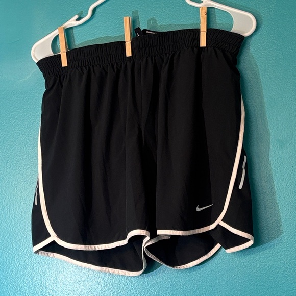 Nike Women's Black Athletic Shorts with White Trim - Picture 1 of 11